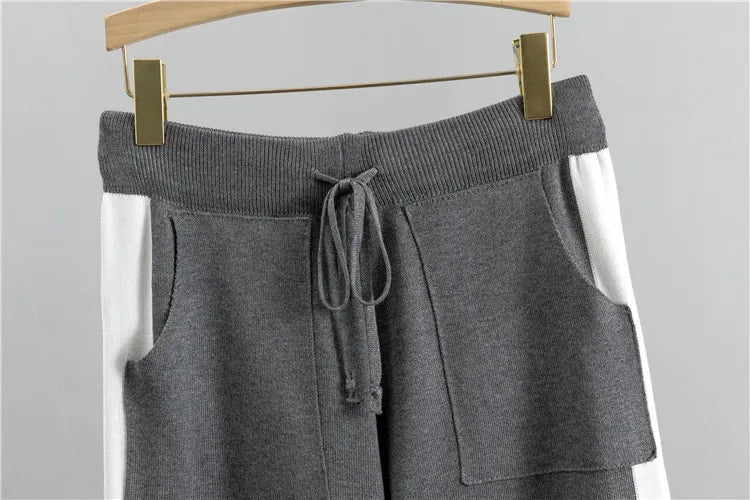 Patch Pockets Knitted Sweater + Pants Set
