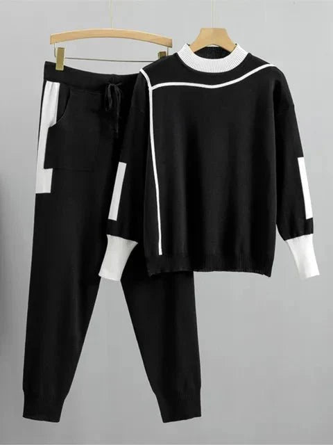 Patch Pockets Knitted Sweater + Pants Set