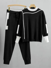 Patch Pockets Knitted Sweater + Pants Set