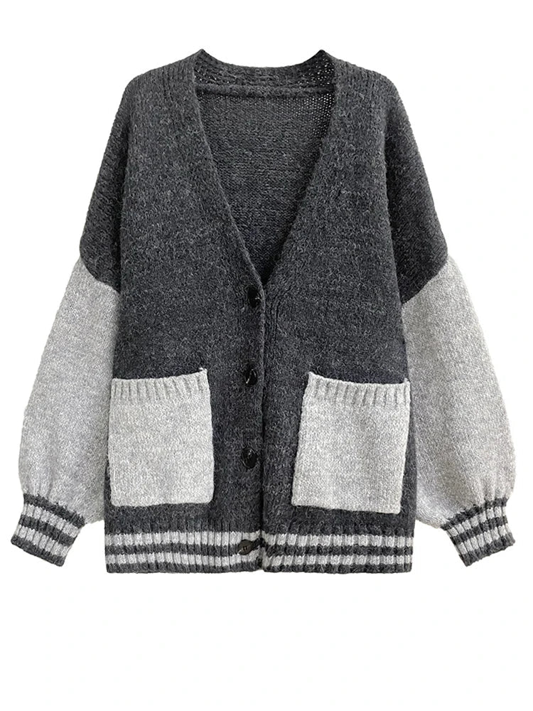 Patch Pockets Loose Knit Sweater