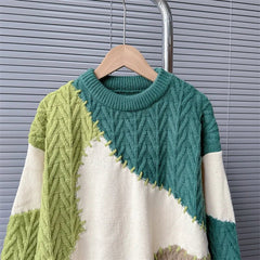 Patched-Up Overstitched Knitted Sweater