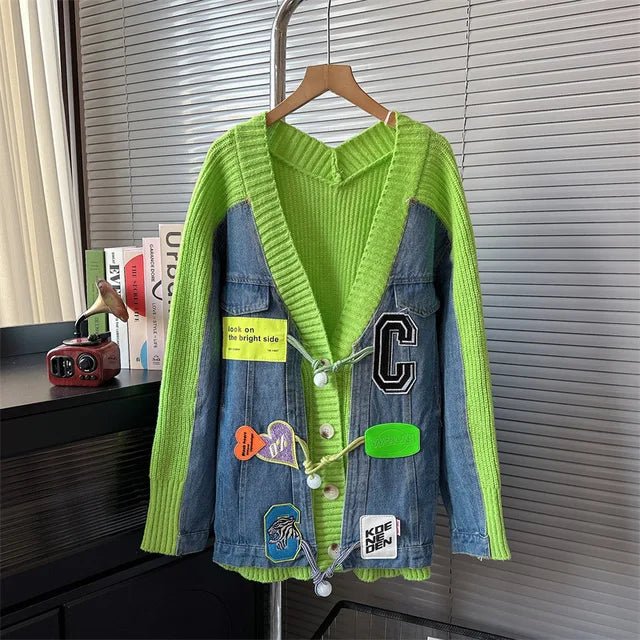 Patches Toggle Buttons Knitted Cardigan