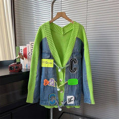 Patches Toggle Buttons Knitted Cardigan
