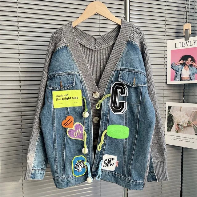 Patches Toggle Buttons Knitted Cardigan