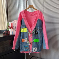 Patches Toggle Buttons Knitted Cardigan