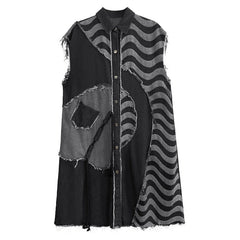 Patchwork Burr Denim Dress