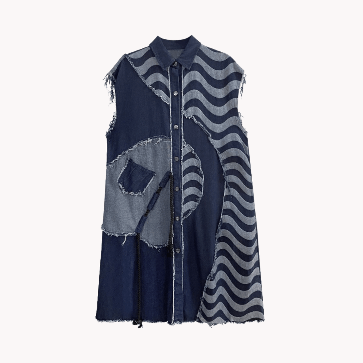 Patchwork Burr Denim Dress