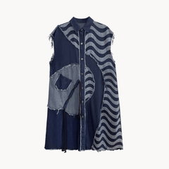 Patchwork Burr Denim Dress