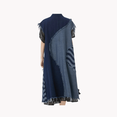 Patchwork Burr Denim Dress