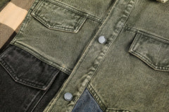 Patchwork Embroidered Washed Denim Jacket