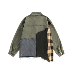 Patchwork Embroidered Washed Denim Jacket
