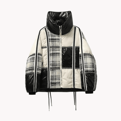 Patchwork Plaid Puffer Jacket