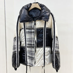 Patchwork Plaid Puffer Jacket