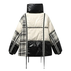 Patchwork Plaid Puffer Jacket
