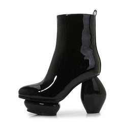 Patent Leather Egg Heel Boots