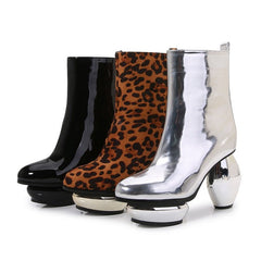 Patent Leather Egg Heel Boots