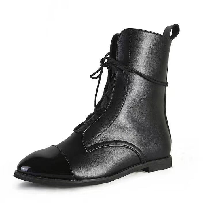 Patent Leather Flat Ladies Boots