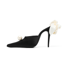 Pearl Floral High Heel Mules