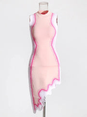 Pink Asymetrical Knit Dress