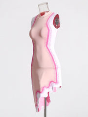 Pink Asymetrical Knit Dress