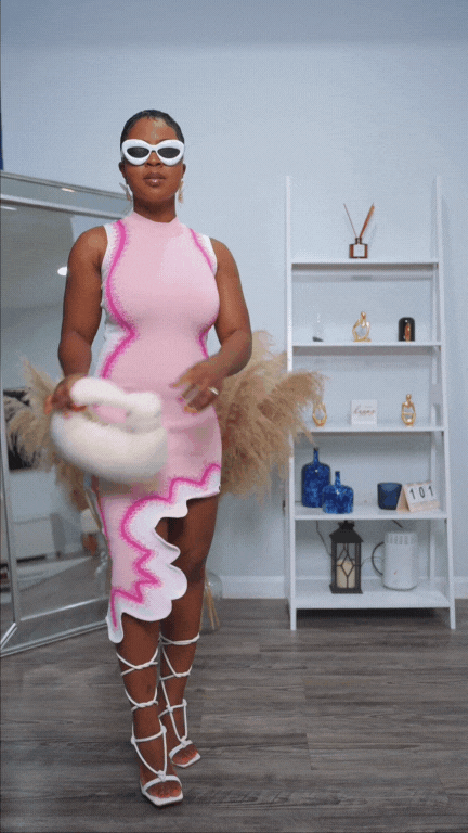 Pink Asymetrical Knit Dress - @temithesage