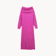 Pink Knit Maxi Sweater Dress