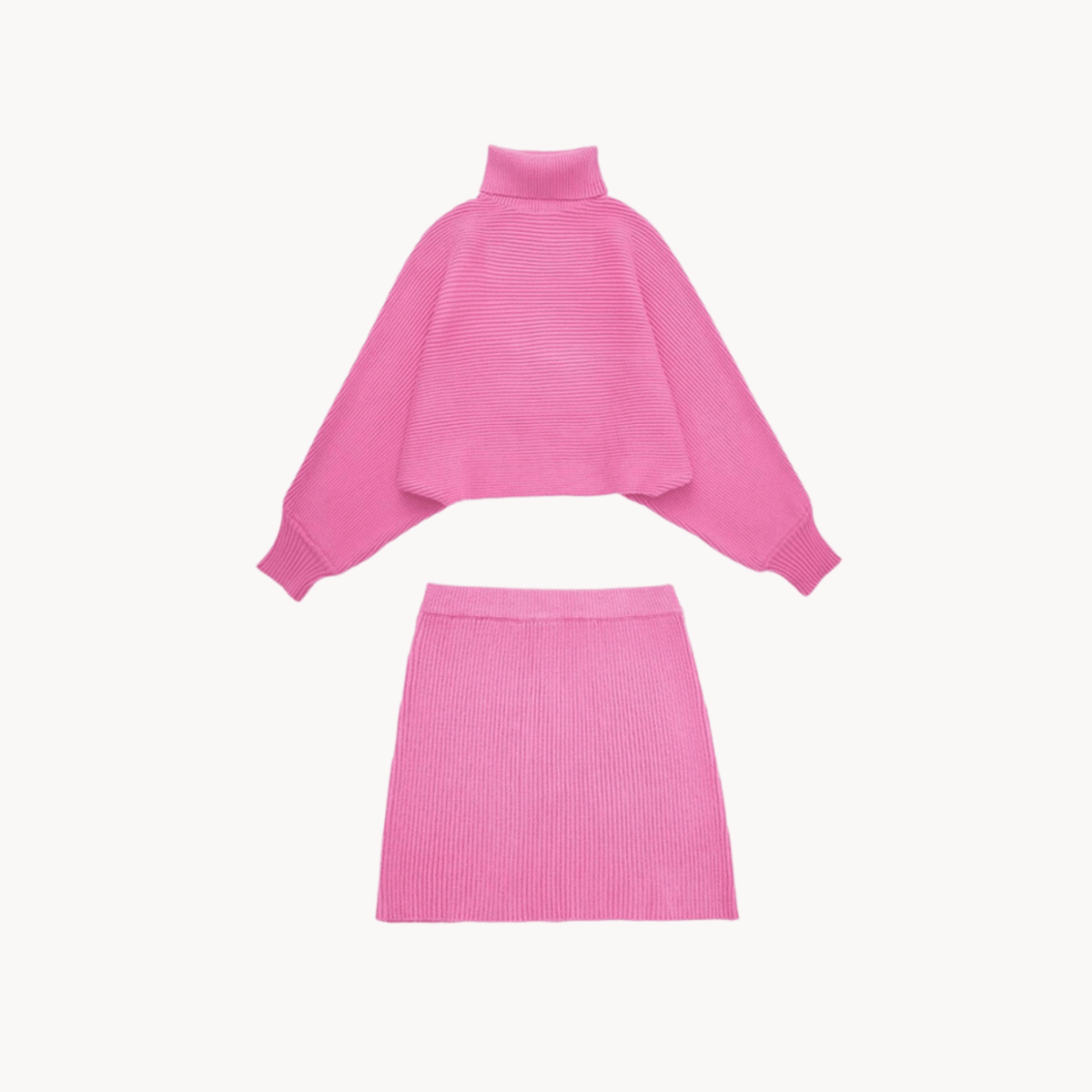 Pink Knit Turtleneck Set