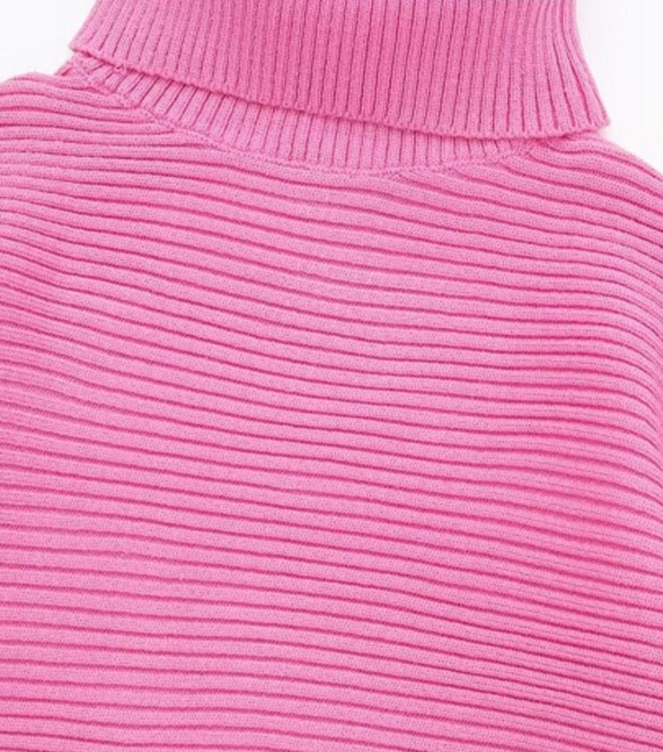 Pink Knit Turtleneck Set
