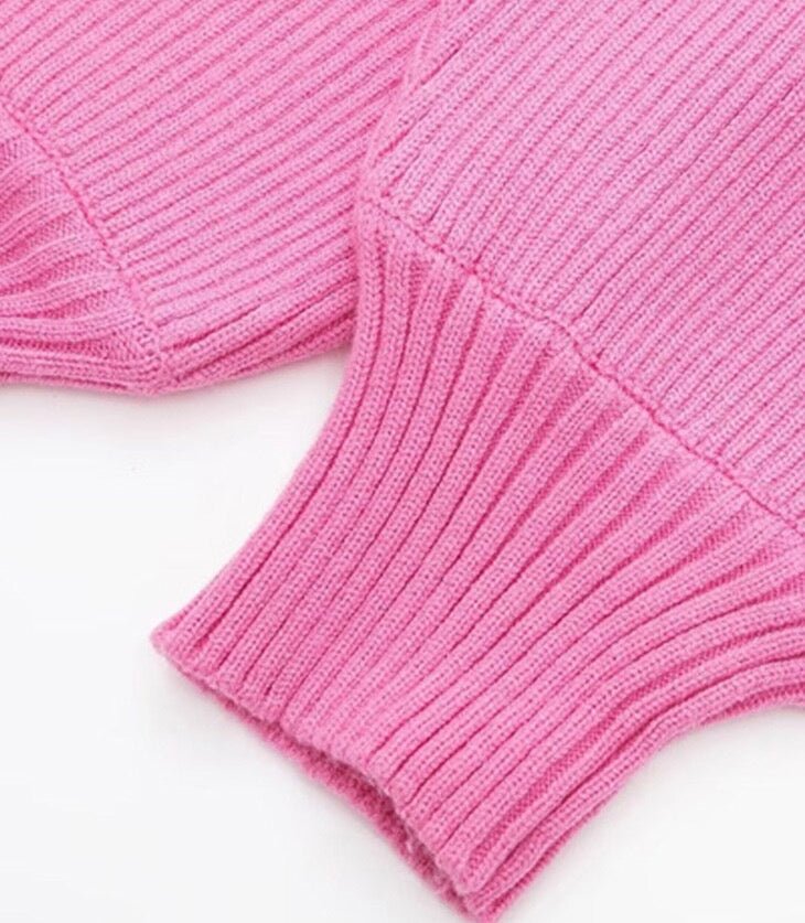 Pink Knit Turtleneck Set