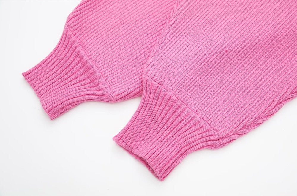 Pink Knit Turtleneck Set
