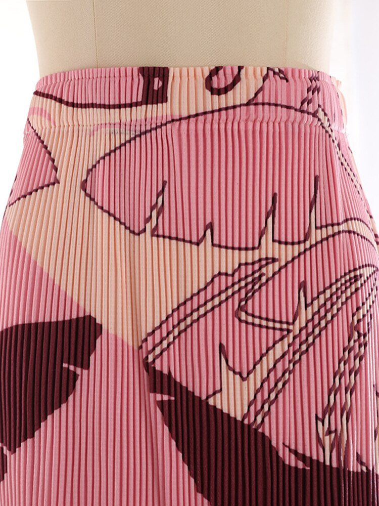 Pink Palm Back Slit Skirt