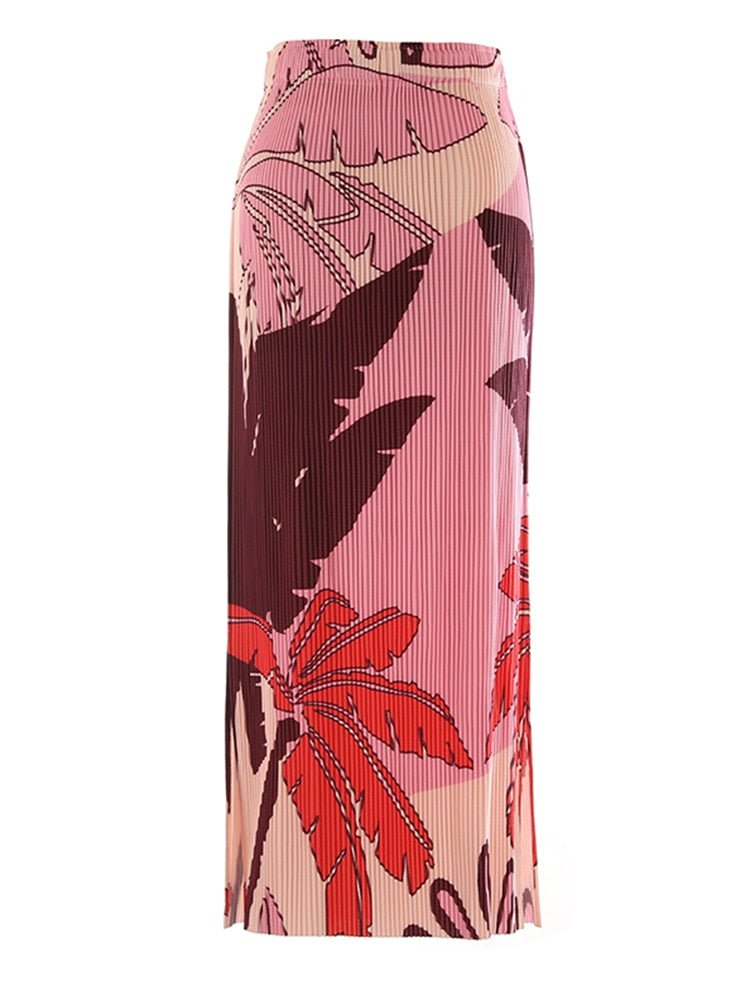 Pink Palm Back Slit Skirt