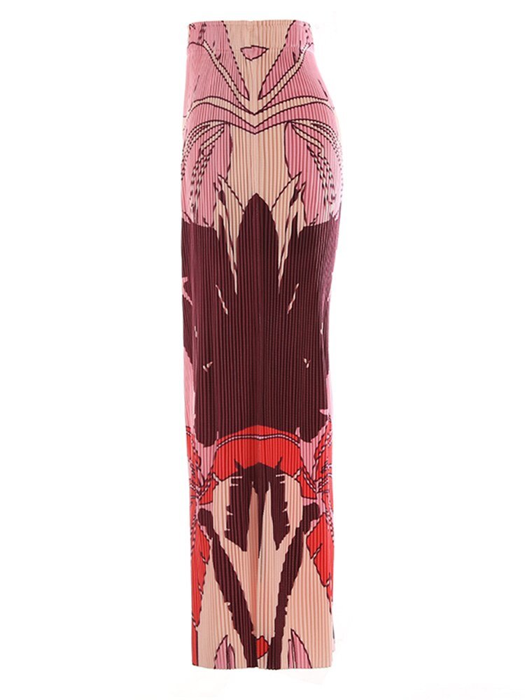 Pink Palm Back Slit Skirt