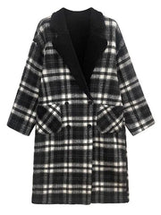 Plaid Double Breasted Woolen Coat