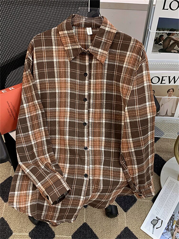 Plaid Drop Shoulder Flannel Top