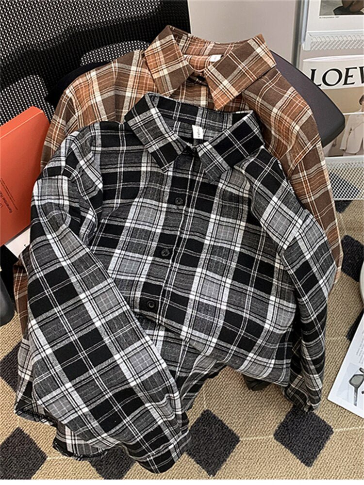 Plaid Drop Shoulder Flannel Top