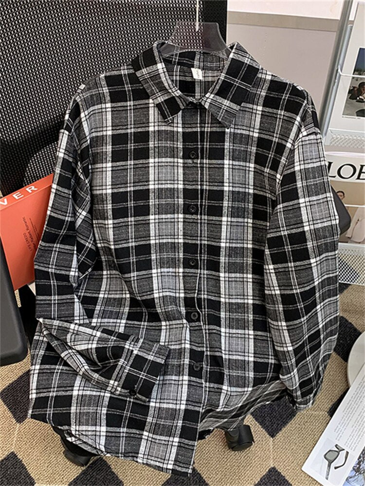 Plaid Drop Shoulder Flannel Top