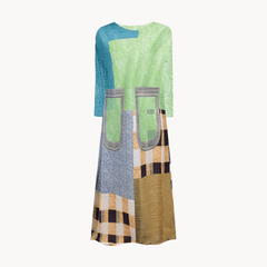 Plaid Geometric Pleated Dress