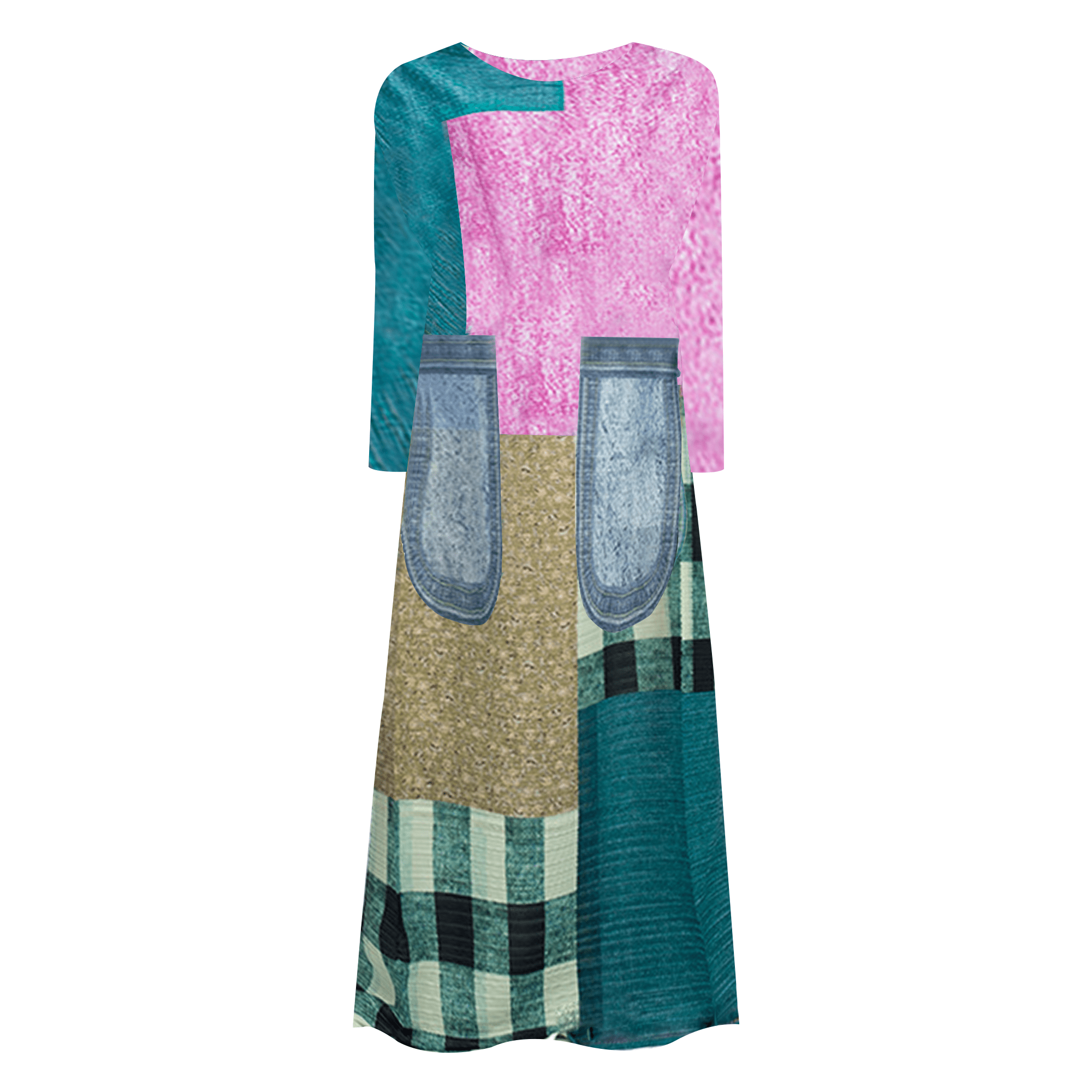 Plaid Geometric Pleated Dress