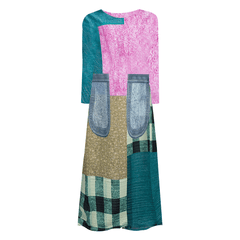 Plaid Geometric Pleated Dress