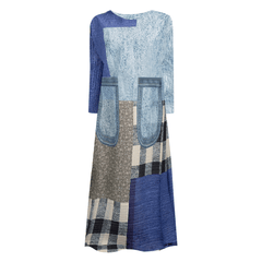 Plaid Geometric Pleated Dress