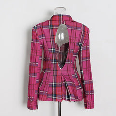 Plaid Hollow Out Back Blazer - @theestylishp