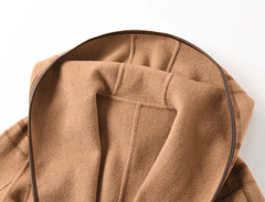 Plaid Hooded Woolen Belt Coat