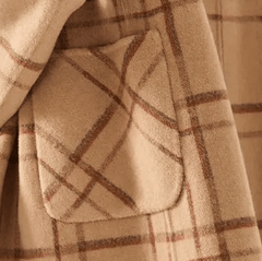 Plaid Hooded Woolen Belt Coat