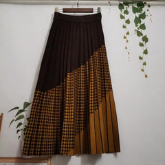 Plaid Knitted High Waist Skirt