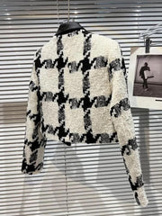 Plaid Notched Lapel Short Jacket