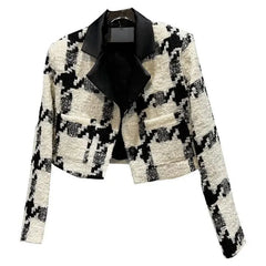 Plaid Notched Lapel Short Jacket