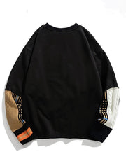 Plaid Patchwork O-Neck Knit Sweater