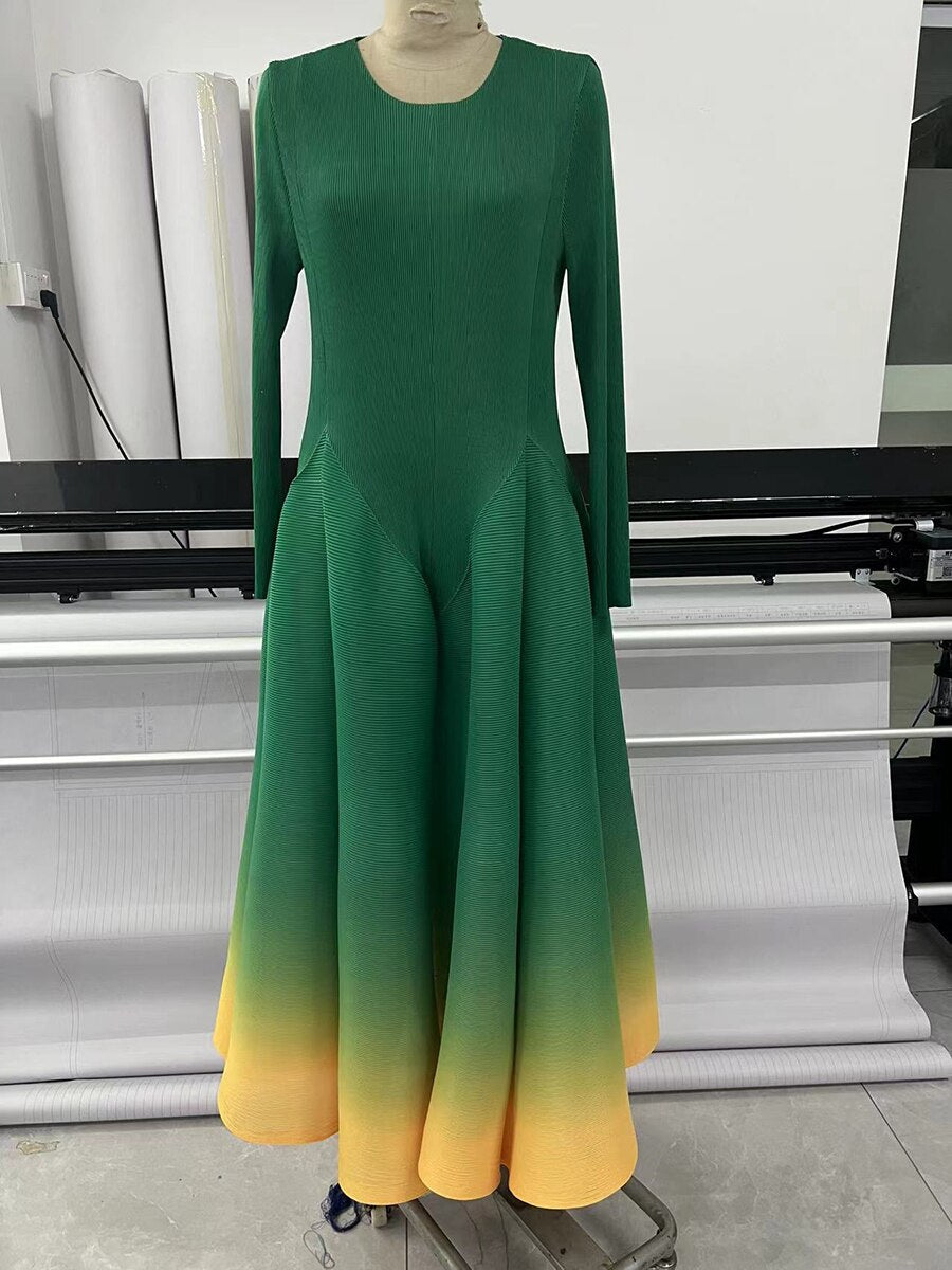 Pleated Gradient Dress