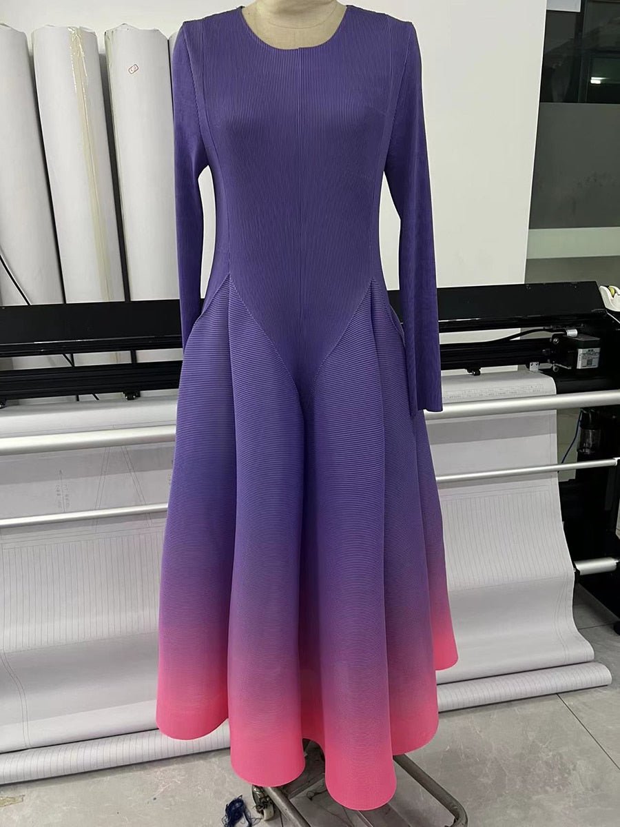 Pleated Gradient Dress